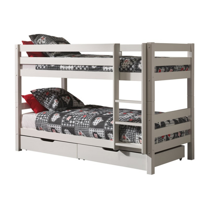 Paris Prix Lit Enfant Superposé & 2 Tiroirs De Lit "Pino" 90x200cm Blanc