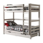 paris prix Lit Enfant Superposé Haut & 2 Tiroirs "Pino" 90x200cm Blanc