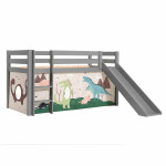 paris prix Lit Enfant Surélevé Avec Toboggan "Pino Dino" 90x200cm Gris