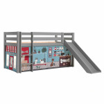 paris prix Lit Enfant Surélevé Avec Toboggan "Pino Pet Shop" 90x200cm Gris