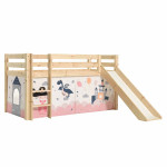 paris prix Lit Enfant Surélevé Avec Toboggan "Pino Princesse Sophie" 90x200cm Naturel