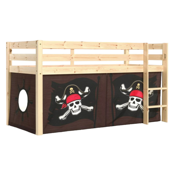 Paris Prix Lit Enfant Surélevé "Pino Caribian Pirates" 90x200cm Naturel