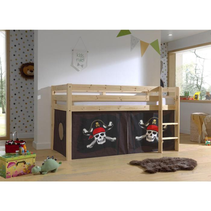Paris Prix Lit Enfant Surélevé "Pino Caribian Pirates" 90x200cm Naturel