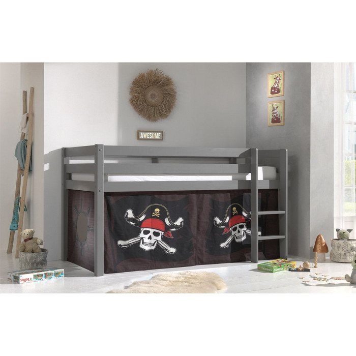 Paris Prix Lit Enfant Surélevé "Pino Caribian Pirates" 90x200cm Gris