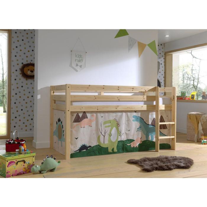 Paris Prix Lit Enfant Surélevé "Pino Dino" 90x200cm Naturel