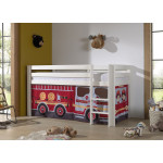 Paris Prix Lit Enfant Surélevé "Pino Fire Truck" 90x200cm Blanc
