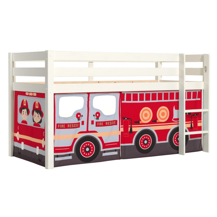 Paris Prix Lit Enfant Surélevé "Pino Fire Truck" 90x200cm Blanc