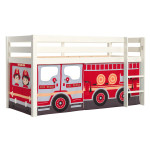 paris prix Lit Enfant Surélevé "Pino Fire Truck" 90x200cm Blanc