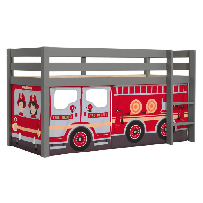 Paris Prix Lit Enfant Surélevé "Pino Fire Truck" 90x200cm Gris