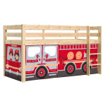 paris prix Lit Enfant Surélevé "Pino Fire Truck" 90x200cm Naturel