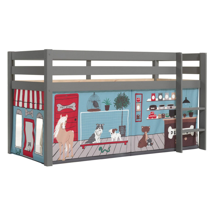 Paris Prix Lit Enfant Surélevé "Pino Pet Shop" 90x200cm Gris