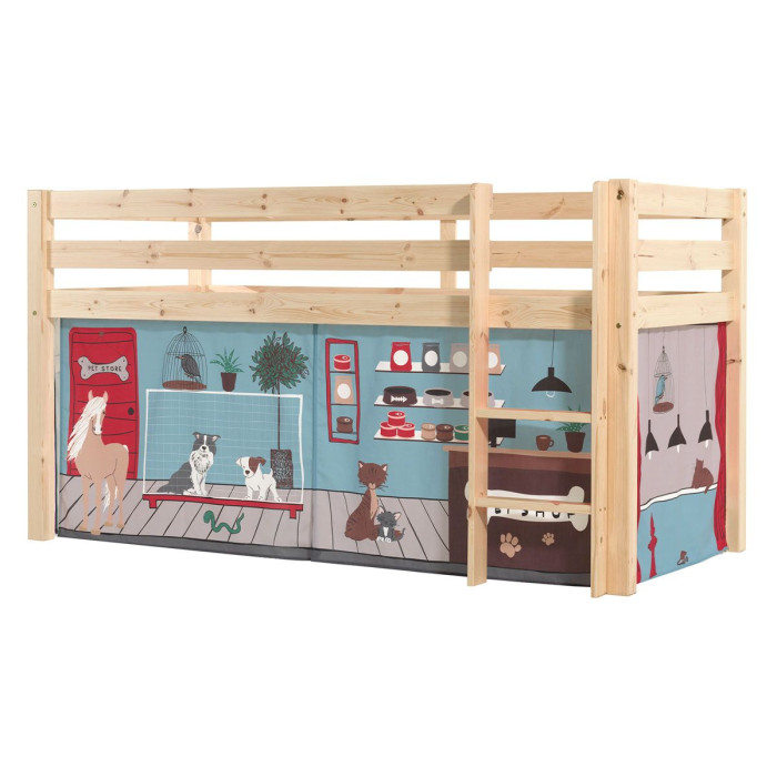 Paris Prix Lit Enfant Surélevé "Pino Pet Shop" 90x200cm Naturel
