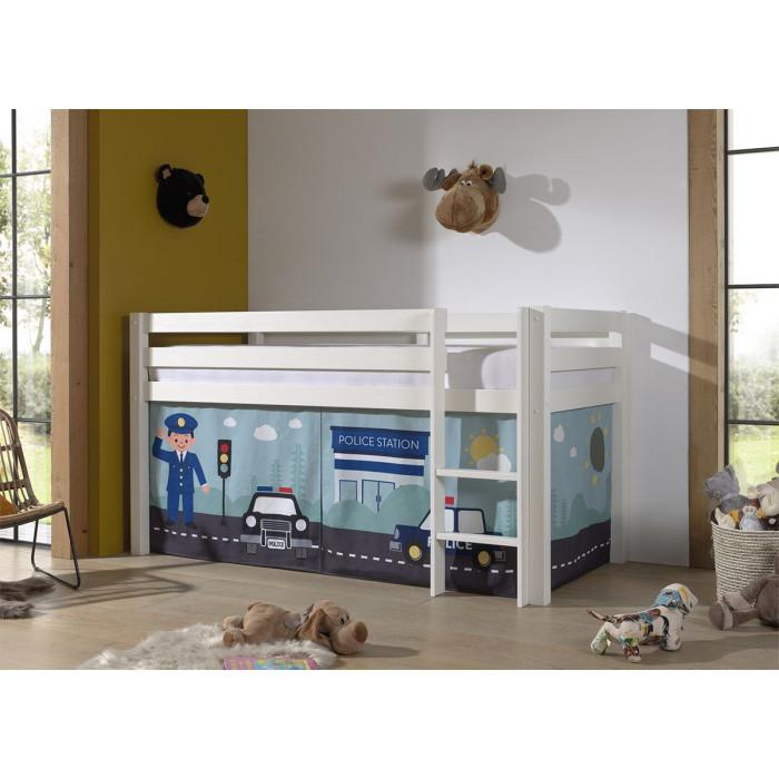 Paris Prix Lit Enfant Surélevé "Pino Police" 90x200cm Blanc