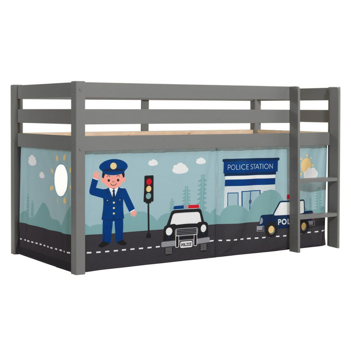 Paris Prix Lit Enfant Surélevé "Pino Police" 90x200cm Gris