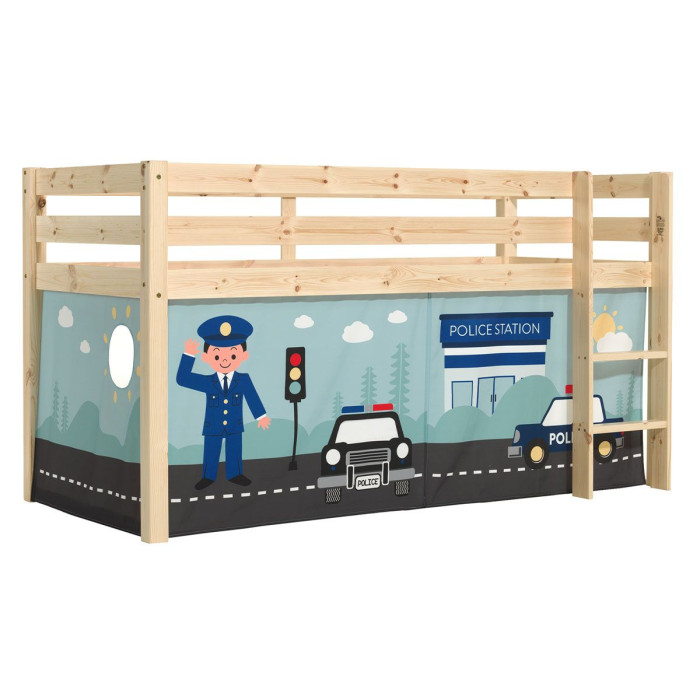 Paris Prix Lit Enfant Surélevé "Pino Police" 90x200cm Naturel