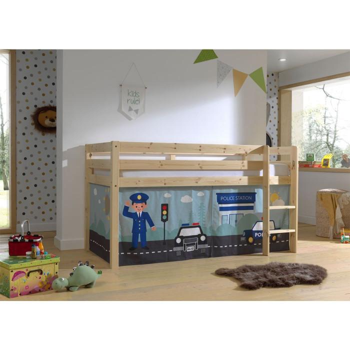 Paris Prix Lit Enfant Surélevé "Pino Police" 90x200cm Naturel
