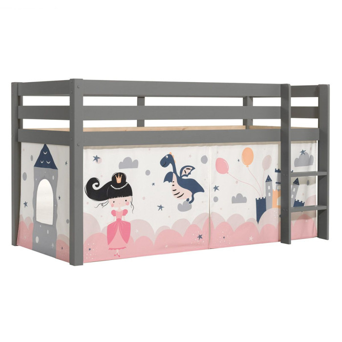 Paris Prix Lit Enfant Surélevé "Pino Princesse Sophie" 90x200cm Gris