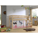 Paris Prix Lit Enfant Surélevé "Pino Princesse Sophie" 90x200cm Naturel