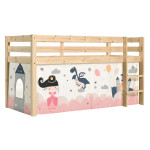 paris prix Lit Enfant Surélevé "Pino Princesse Sophie" 90x200cm Naturel