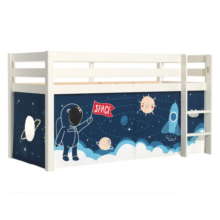 Paris Prix Lit Enfant Surélevé "Pino Space Shuttle" 90x200cm Blanc
