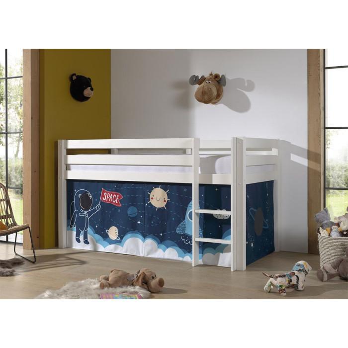 Paris Prix Lit Enfant Surélevé "Pino Space Shuttle" 90x200cm Blanc