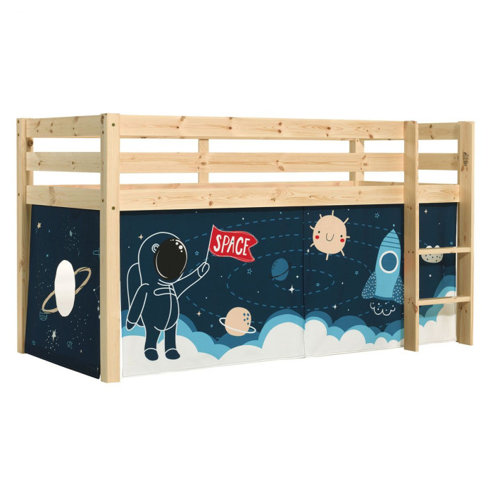 Paris Prix Lit Enfant Surélevé "Pino Space Shuttle" 90x200cm Naturel