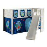 paris prix Lit Enfant Toboggan Tente & 3 Pochettes "Scott Astro" 90x200cm Blanc