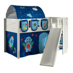 paris prix Lit Enfant Toboggan Tente Tunnel & 3 Pochettes "Scott Astro" 90x200cm Blanc