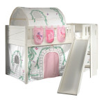 paris prix Lit Enfant Toboggan Tente Tunnel & 3 Pochettes "Scott Birdy" 90x200cm Blanc