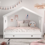 Paris Prix Lit Gigogne Cabane Enfant Ouvert "Amori" 90x200cm Blanc