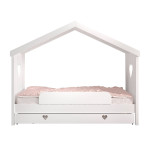 paris prix Lit Gigogne Cabane Enfant Ouvert & Barrière "Amori" 90x200cm Blanc