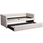 Paris Prix Lit Gigogne Capitonné "Antille" 90x190cm Beige