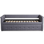 Paris Prix Lit Gigogne Capitonné "Antille" 90x190cm Gris