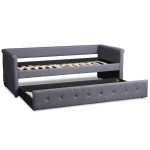 Paris Prix Lit Gigogne Capitonné "Antille" 90x190cm Gris