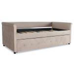paris prix Lit Gigogne Capitonné "Antille" 90x190cm Taupe