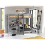 Paris Prix Lit Mezzanine Avec Fauteuil "Pino" 90x200cm Gris