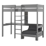 paris prix Lit Mezzanine Avec Fauteuil "Pino" 90x200cm Gris