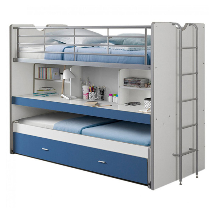 Paris Prix Lit Superposé Enfant "Bonny" 90x200cm Bleu