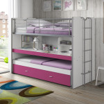 Paris Prix Lit Superposé Enfant "Bonny" 90x200cm Fuchsia