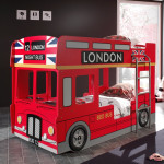 Paris Prix Lit Superposé Enfant Bus "Londres" 90x200cm Rouge