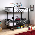 Paris Prix Lit Superposé Enfant "Oscar" 90x200cm Noir