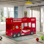 Paris Prix Lit Superposé Enfant "Pompier" 90x200cm Rouge