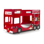 paris prix Lit Superposé Enfant "Pompier" 90x200cm Rouge