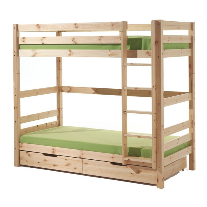 Paris Prix Lit Superposé Haut & 2 Tiroirs De Lit Enfant "Pino" 90x200cm Naturel