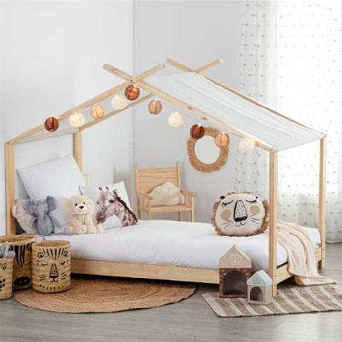 Paris Prix Lit Tente Enfant "Sweet Safari" 90x190cm Naturel