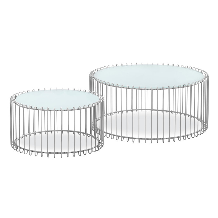 Paris Prix Lot 2 Tables Basses "Universe" 85cm Blanc & Gris