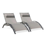 paris prix Lot de 2 Bains de Soleil "Cloé" 170cm Gris