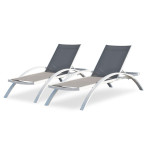 Paris Prix Lot De 2 Bains De Soleil Empilables "Barcelona" 195cm Blanc