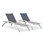 paris prix Lot de 2 Bains de Soleil Empilables "Barcelona" 195cm Blanc