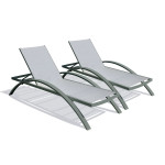 paris prix Lot de 2 Bains de Soleil Empilables "Barcelona" 195cm Kaki